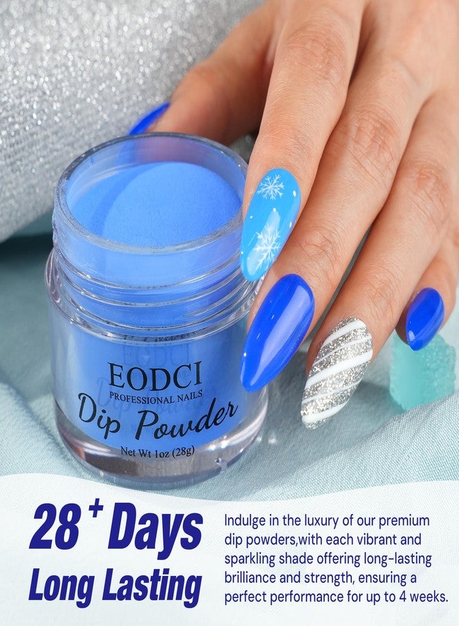 EODCI Blue Dip Powder Color, Nail Dipping Powder French Pro Collection System Nail Art Starter Manicure Salon DIY at Home, Odor-Free&Long-Lasting, No Needed Nail Lamp Curing, 1 Oz - Image 2